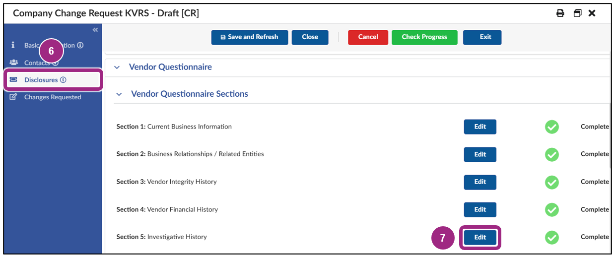 The Disclosures tab.