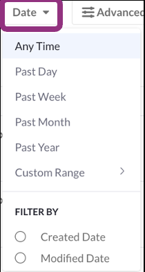 The Date drop-down filter.
