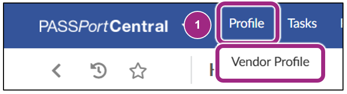 The Profile module in the PASSPort top navigation menu.