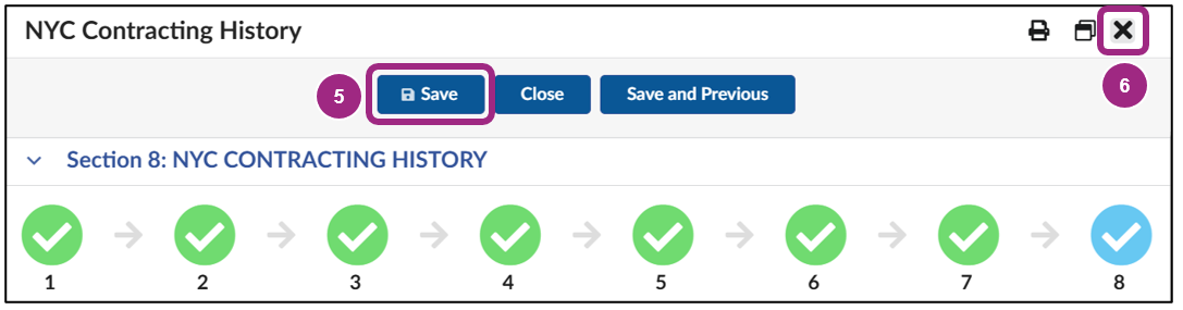 The Save button at the top of the Vendor Questionnaire window.