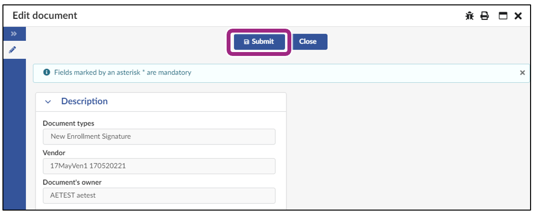 The Edit document window.