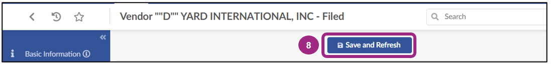 Screenshot of the Save and Refresh button at the top of the page.