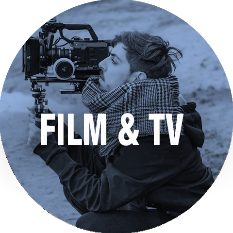 a person with a camerao, text reads Film and TV