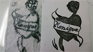 The tattoo found on the victim's leg The tattoo found on the victim's leg