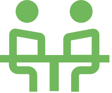 sitting at table green