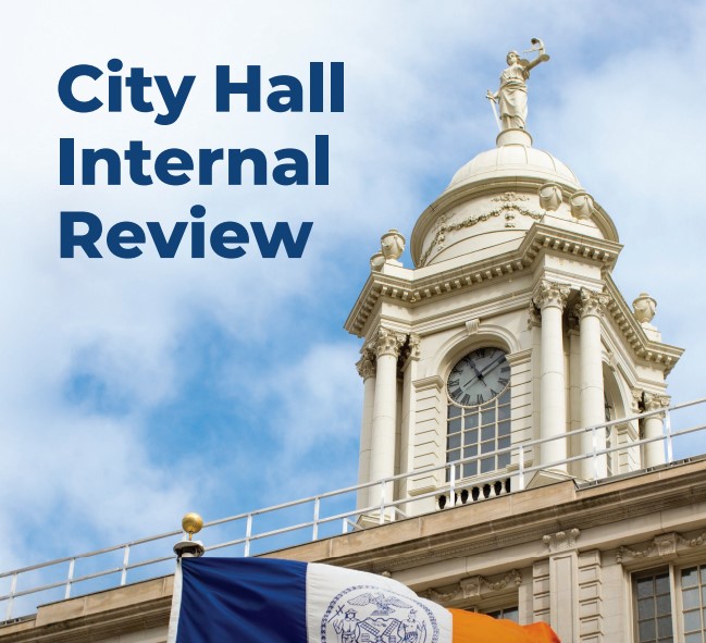 Photo of City Hall with the text City Hall Internal Review