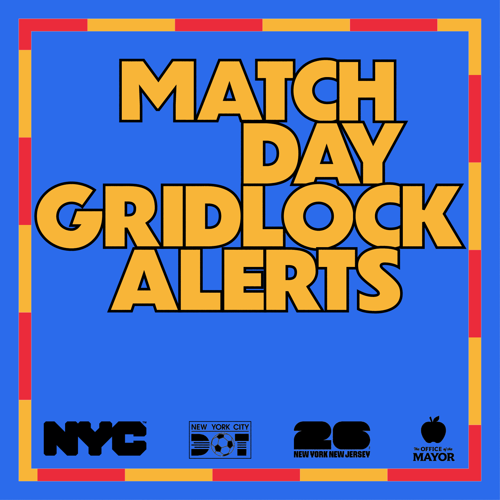 Icon to call attention to Match Day Gridlock Alerts in New York City.