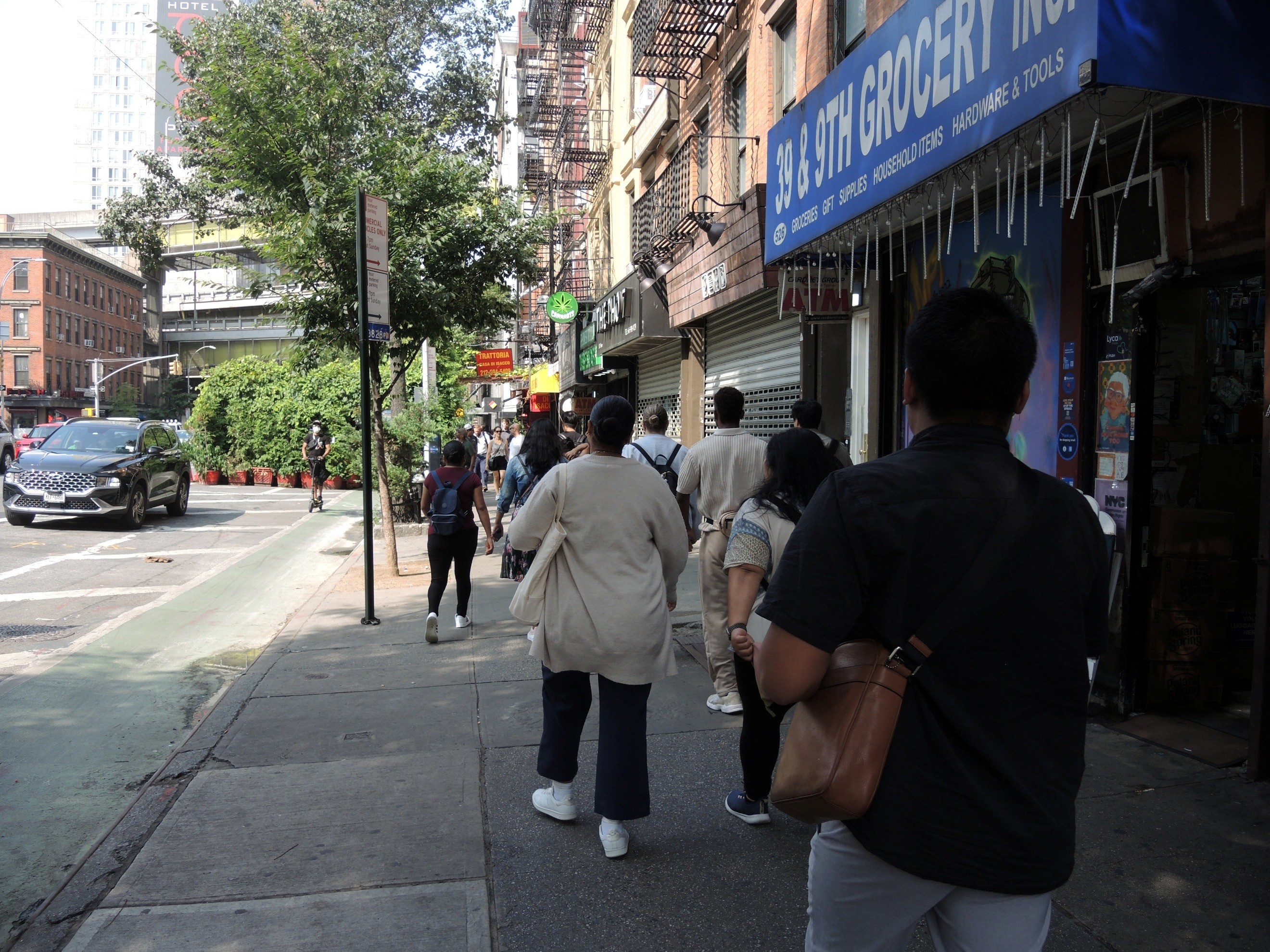 A busy sidewalk on Ninth Avenue in its current state.